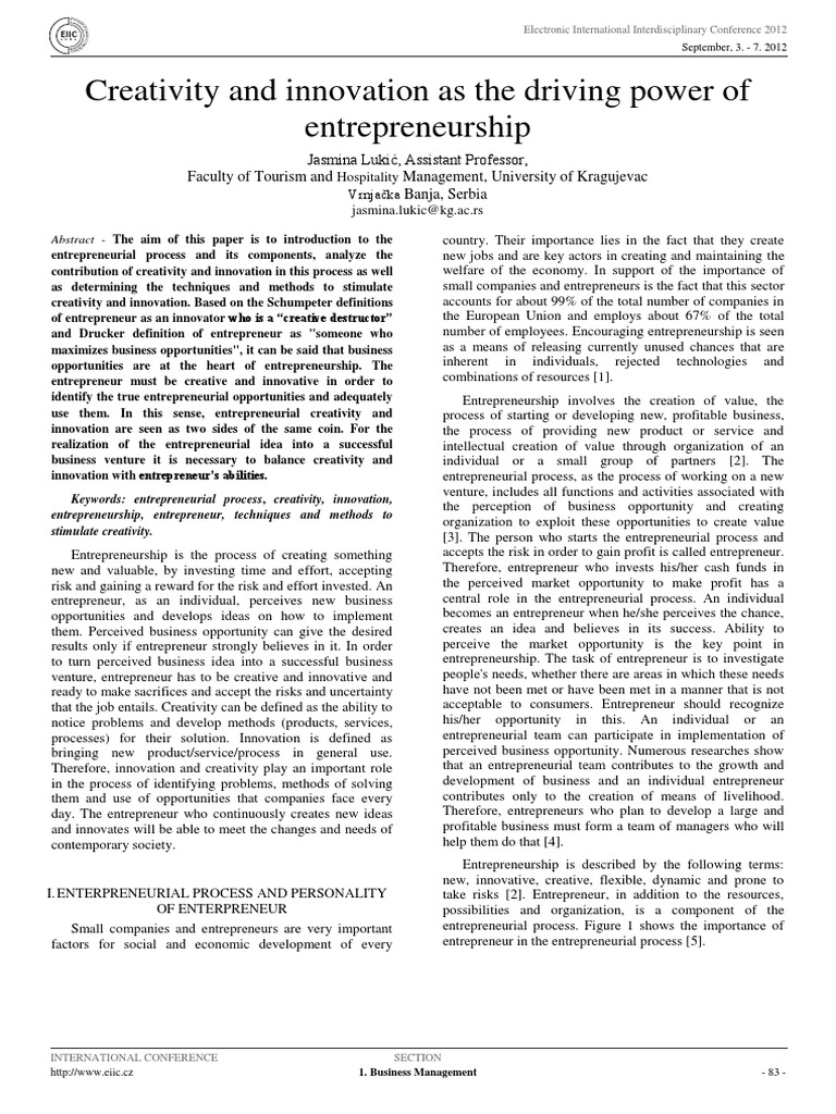 Creativity and Innovation in Entrepreneurship | PDF | Entrepreneurship ...