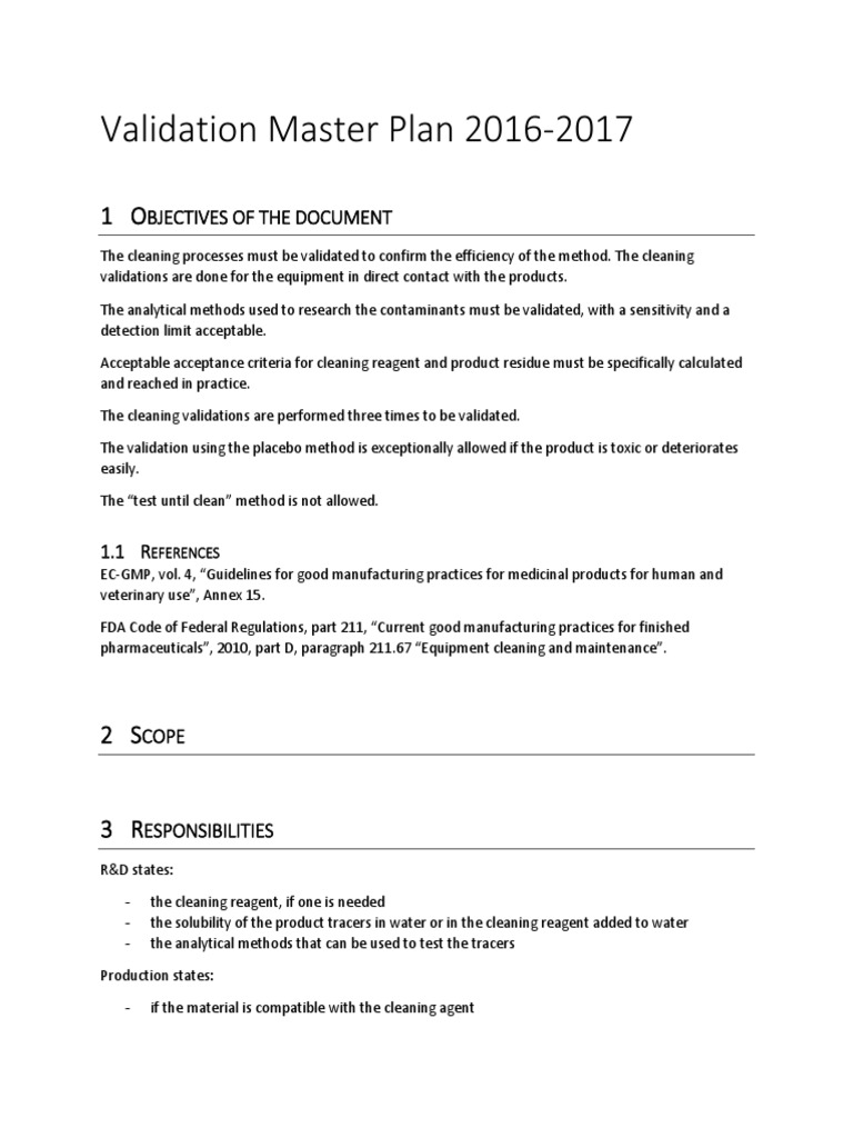 Validation Master Plan Template | Download Free PDF | Verification And ...