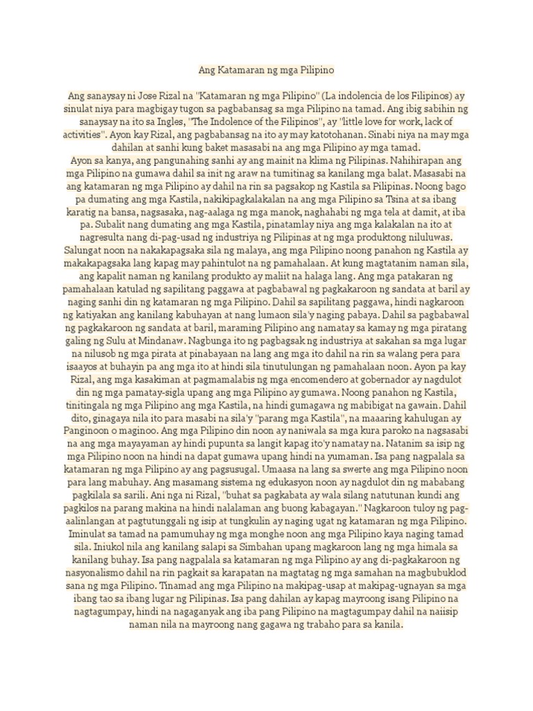 Ang Katamaran Ng Mga Pilipino