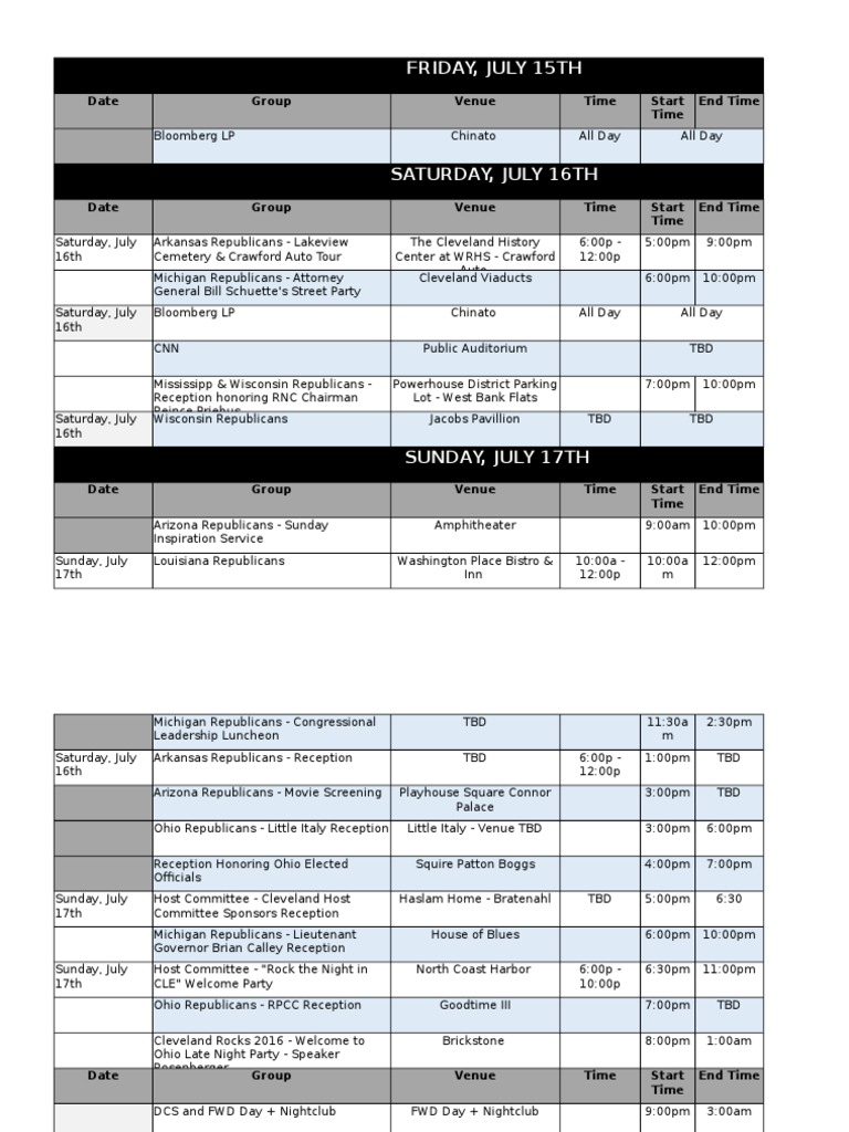 Republican Events Schedule July 2023 | PDF | Republican National ...