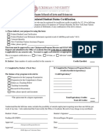 Matriculated Student Status Certification Form