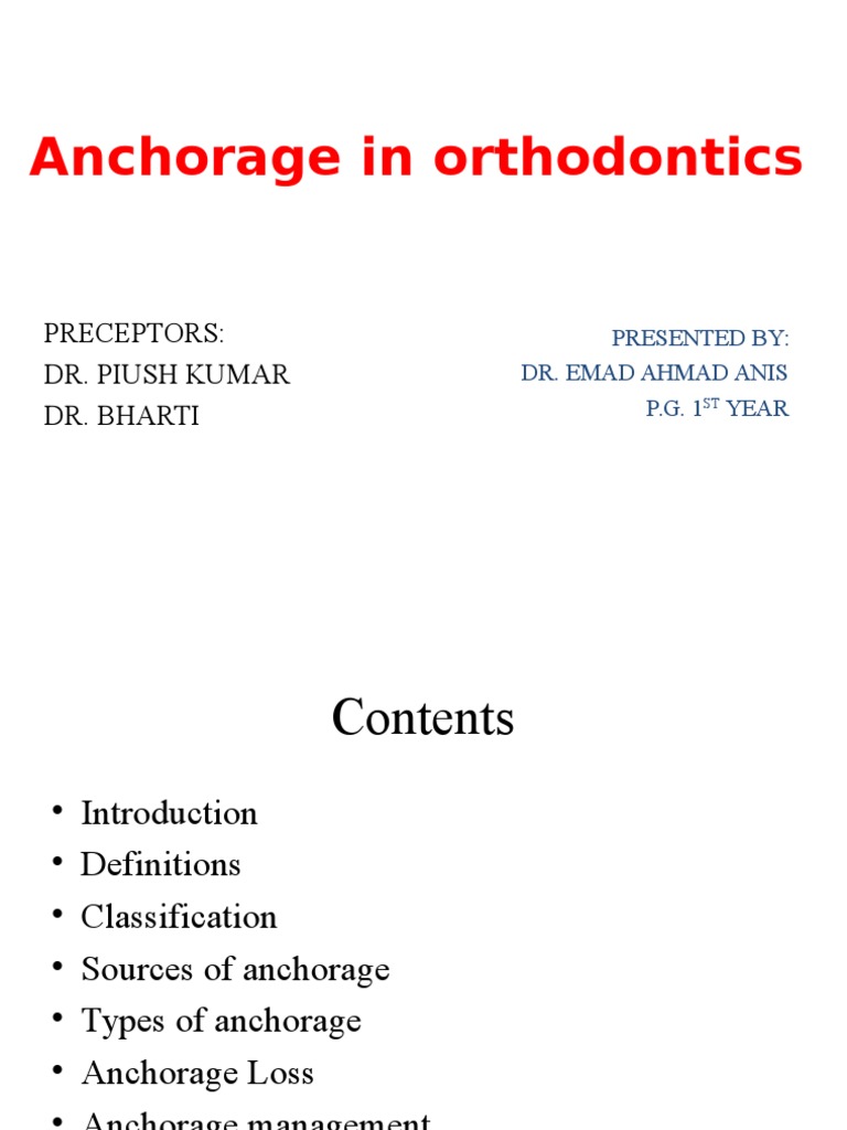 Anchorage Types in Orthodontics | PDF | Dental Implant | Friction