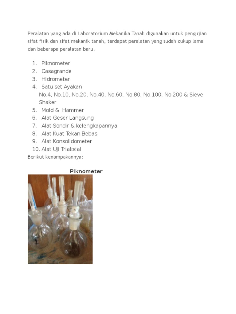 Peralatan Laboratorium Mekanika Tanah | PDF