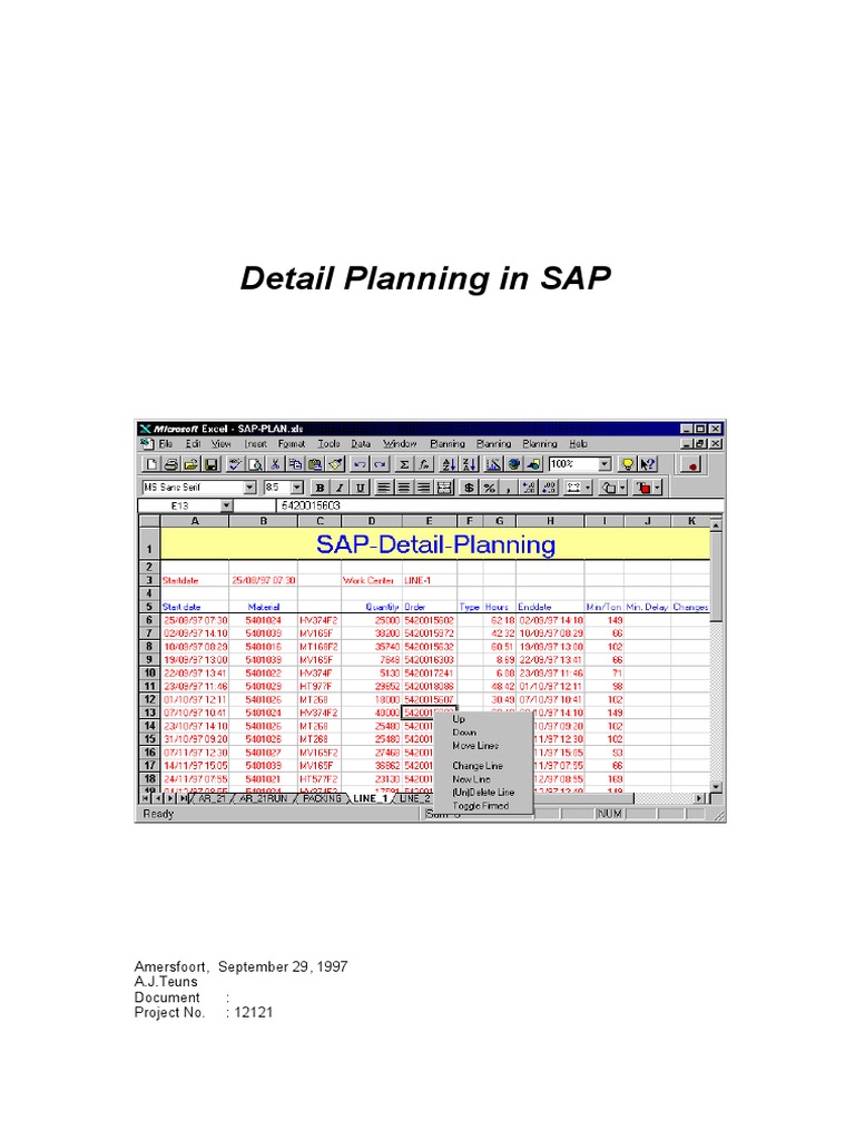 Instruction for Detailed Planning (Sapplan) Computer File Utility