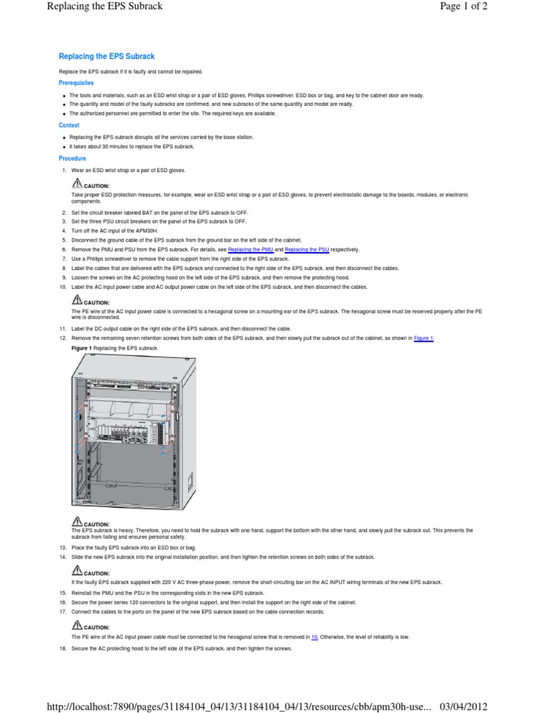 Replacing The EPS Subrack | PDF | Electrostatic Discharge | Power Supply