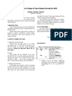 Preparation of A Paper in Two-Column Format For UKC: Author, Author, Author