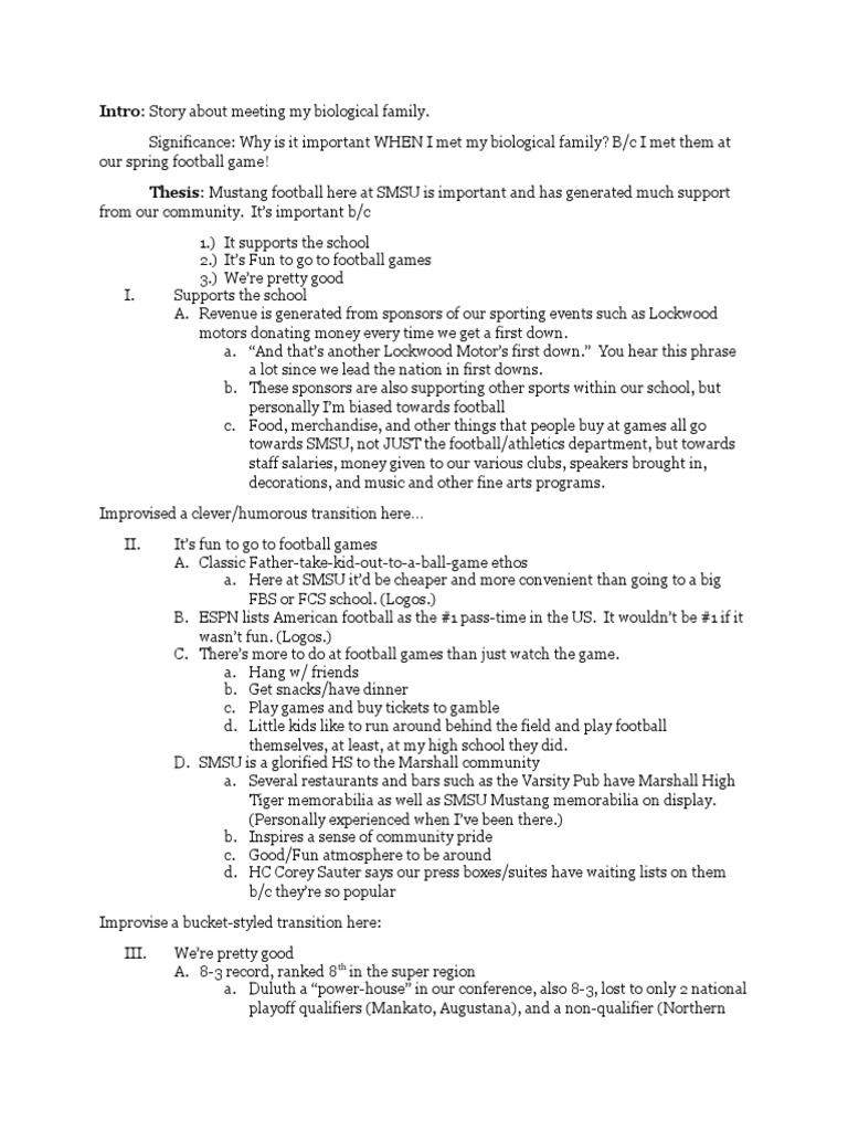 Persuasive speech college football picture