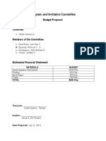 Program and Invitation Committee Financial Report