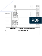 Daftar Harga Besi Tanggal 23 08 2013