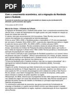 Cai Migracao Nordeste Para Sudeste