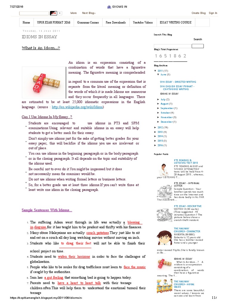 Idioms for argumentative essay image