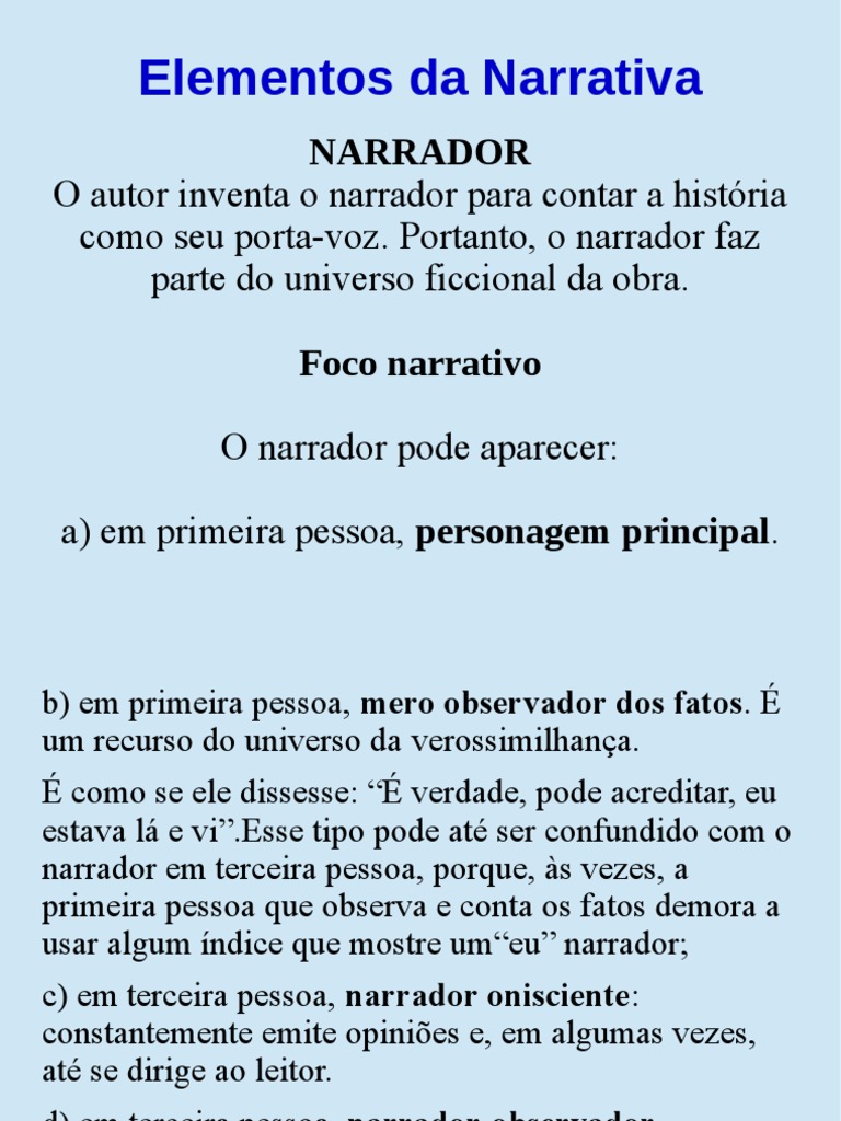 Elementos da Narrativa Literária | PDF | Narração | Tempo