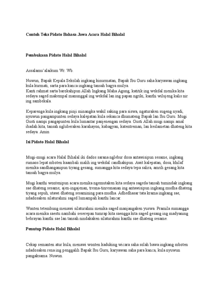 Contoh Penutup Pidato Bahasa Jawa Goreng