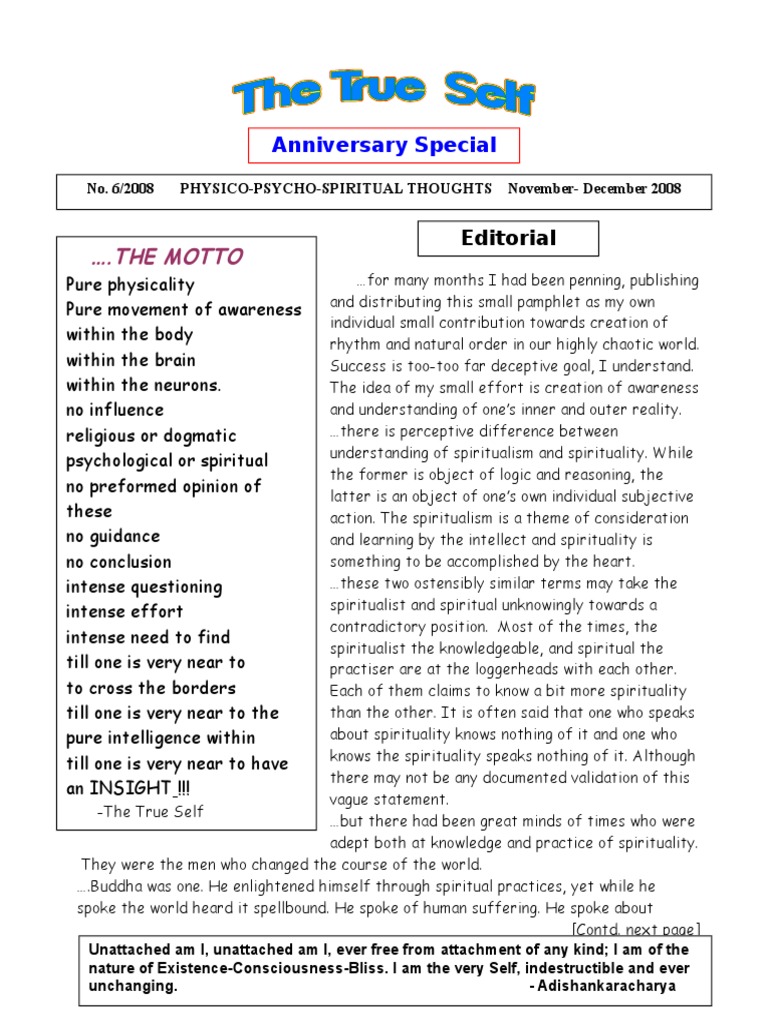 The True Self 6 | PDF | Consciousness | Mind