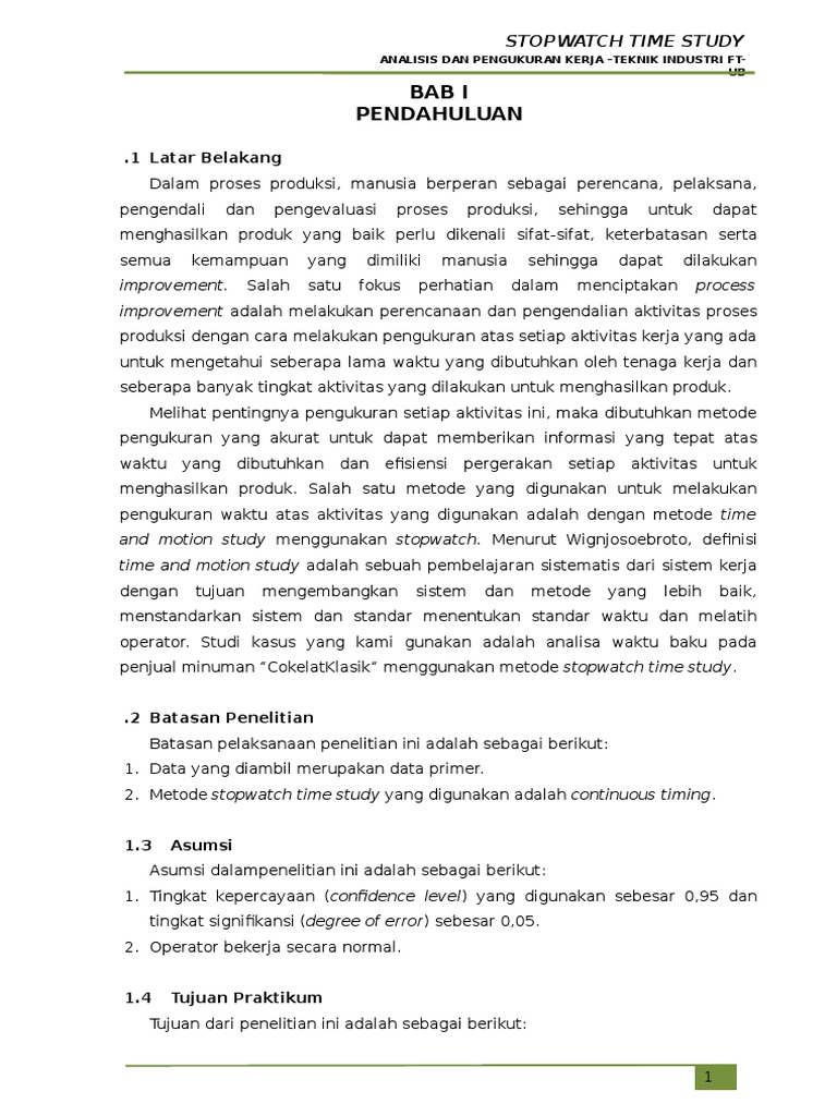 Stopwatch Time Study PDF