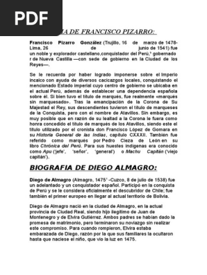 Biografia De Francisco Pizarro Pdf Francisco Pizarro Antiguas Colonias Espanolas