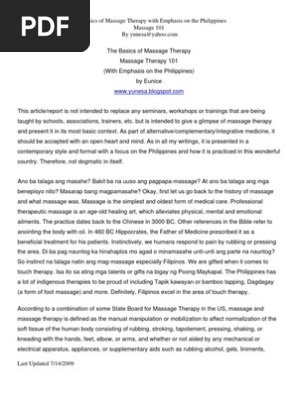 The Basics of Massage (Massage Therapy 101)