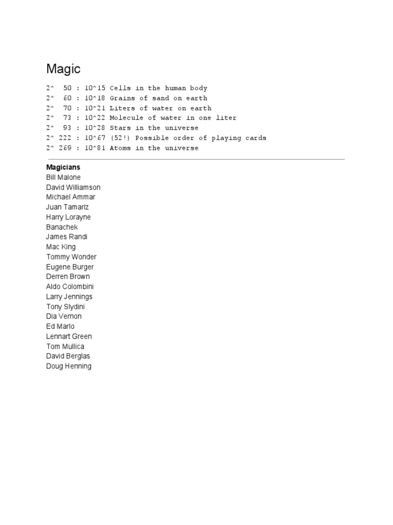 Magnitude of Magic and Magicians | PDF