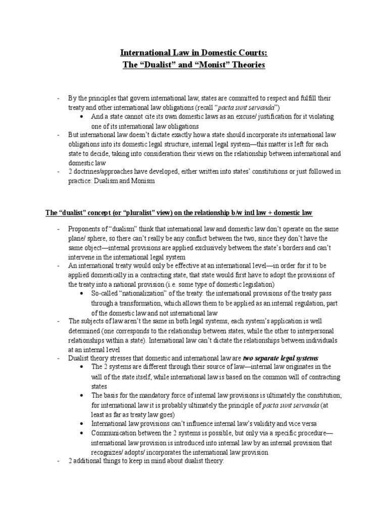 Monism vs. Dualism in International Law | PDF | Monism | International Law