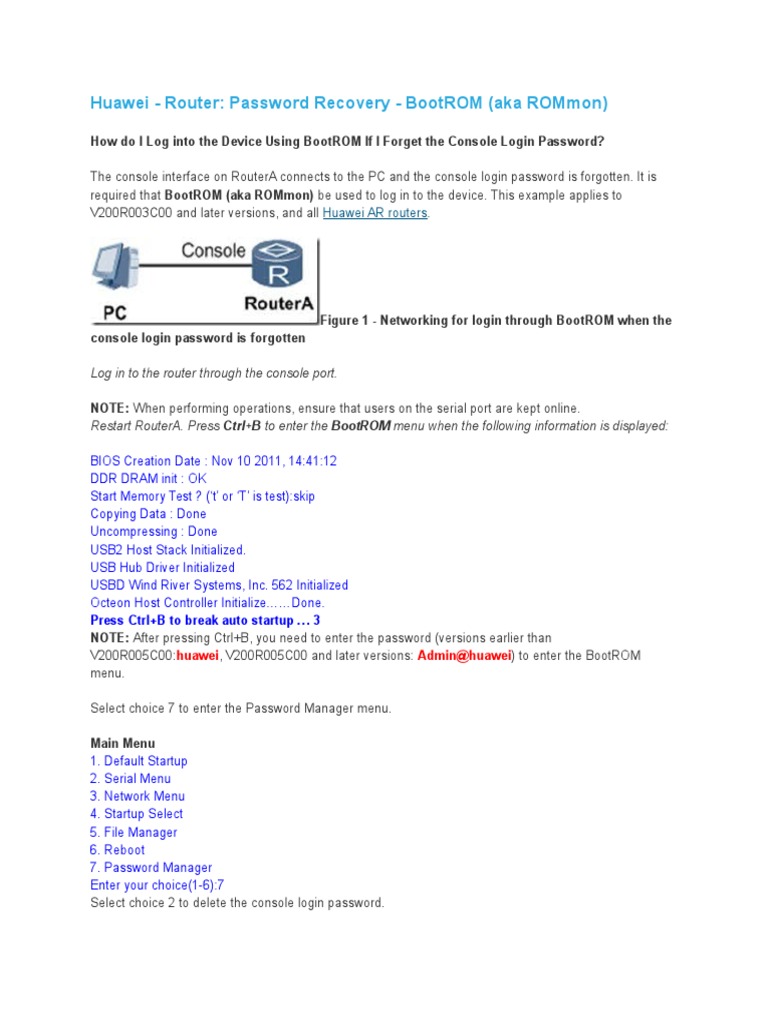 Huawei Router Password Recovery Guide | PDF