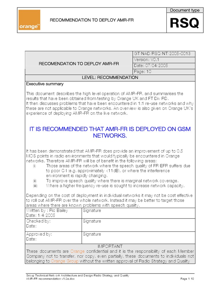 AMR-FR Recommendation V1.0a | PDF | Bit Rate | Telecommunications