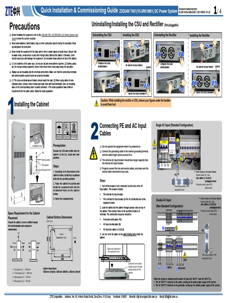 ZXDU68 T601 (V5.0R01M01) Quick Installation & Commissioning Guide
