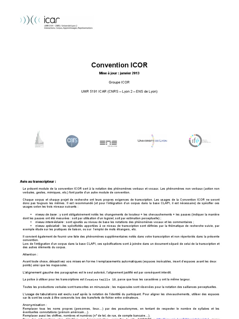 Notation des Phénomènes Verbaux ICOR | PDF | Linguistique | Sémiotique