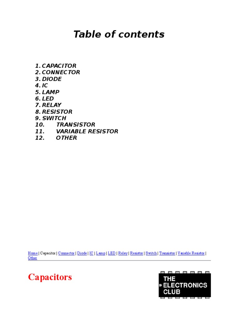 Basic Components of Electronics | PDF | Electrical Connector | Diode