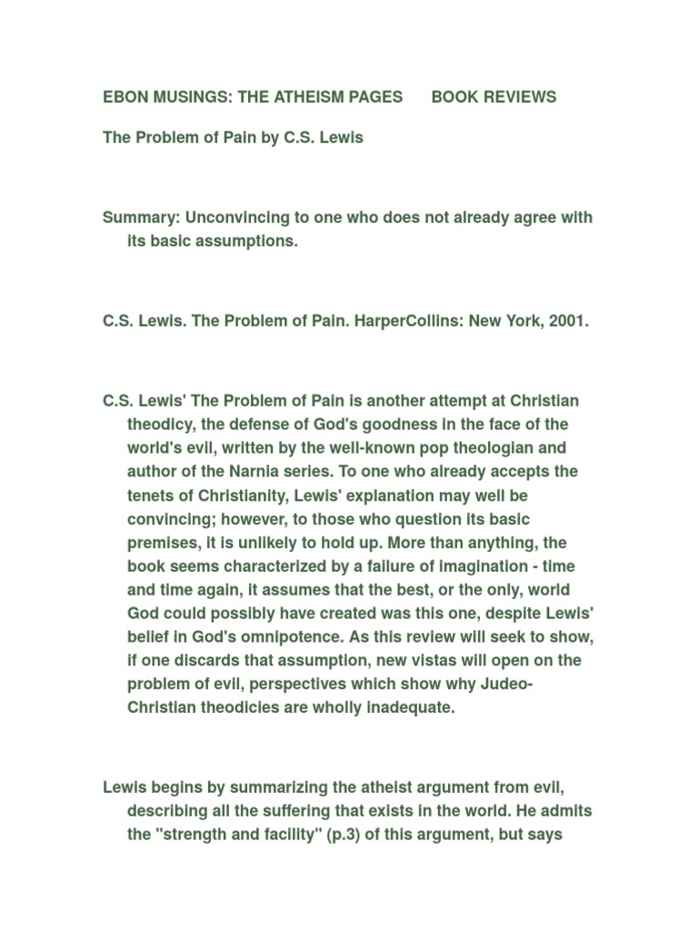 Cs Lewis The Problem Of Pain Pdf Full