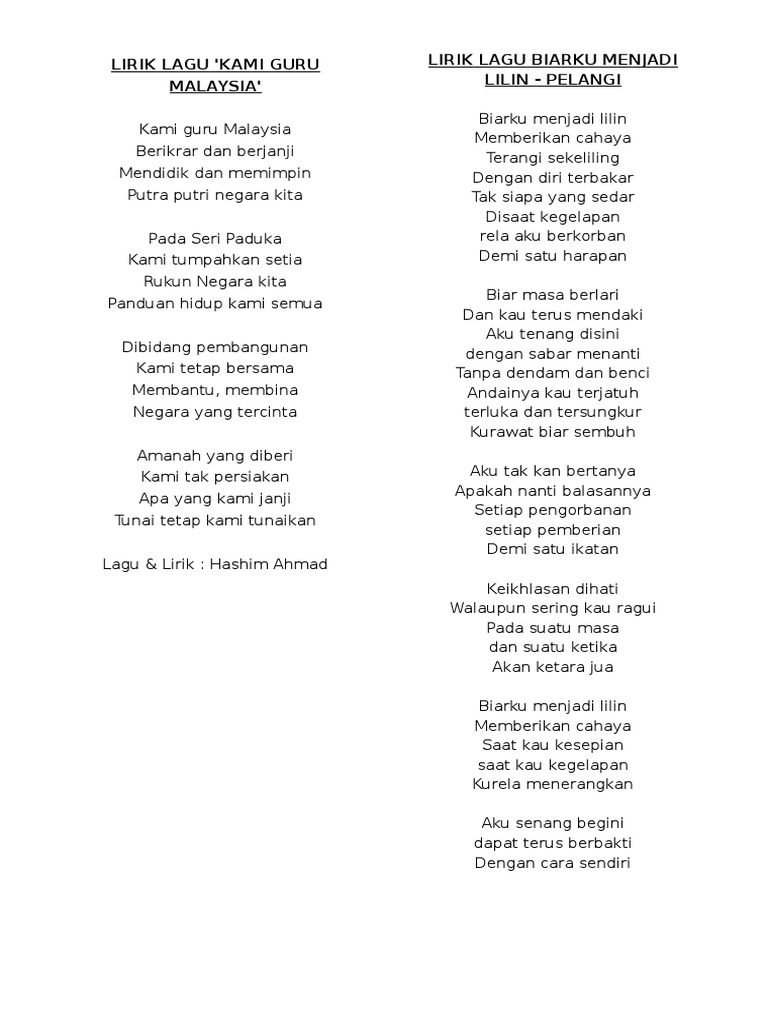 Lirik Lagu Hari Guru Pdf