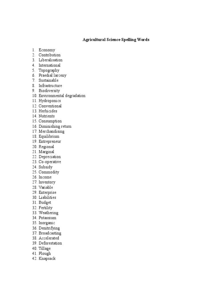 Key Agricultural Science Vocabulary | PDF