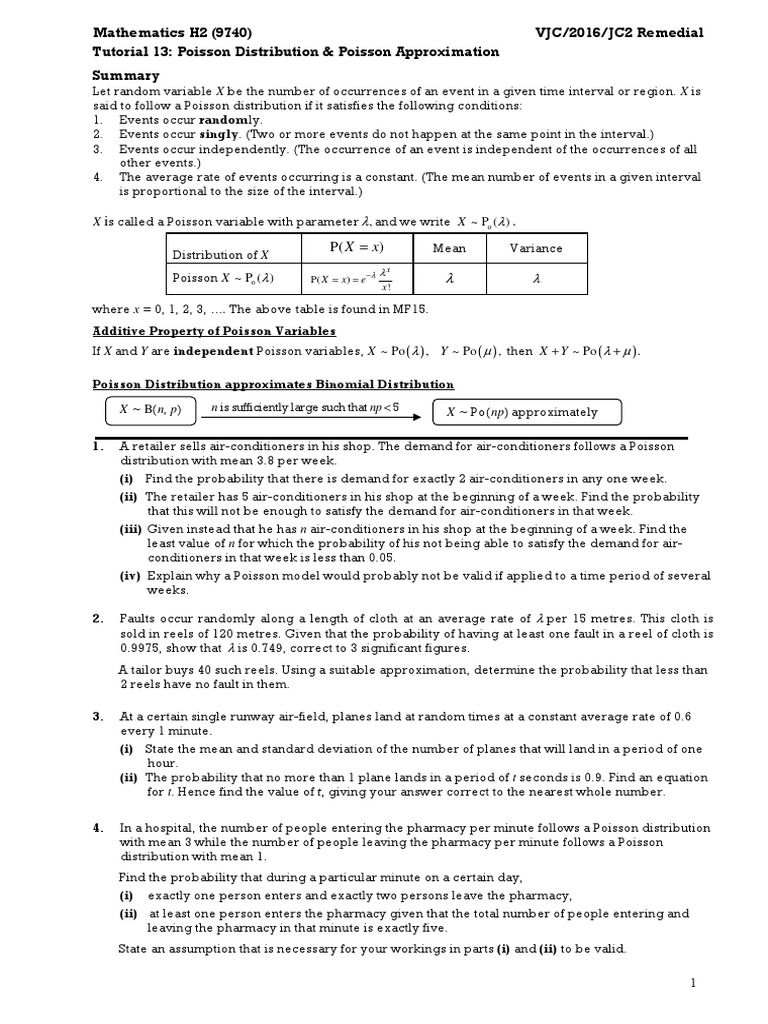 Poisson Distribution Tutorial Guide | PDF | Poisson Distribution ...
