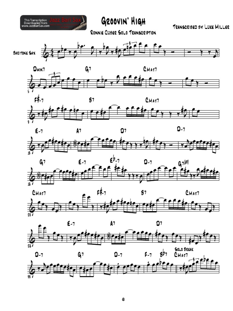 Groovin High Transcription PDF