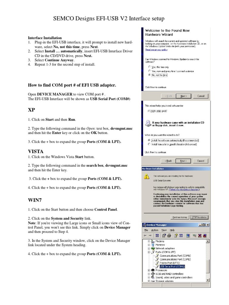 EFI-USB Interface Installation Guide | PDF | Usb | Windows Vista