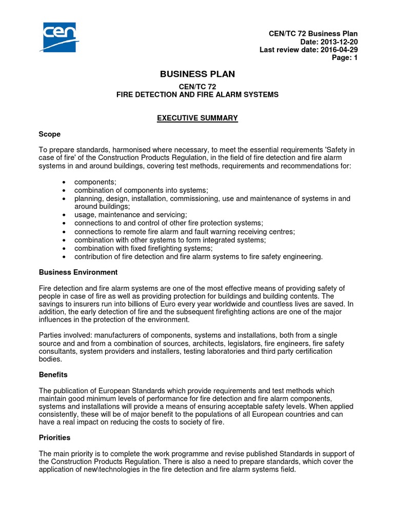 Business Plan CEN/TC 72 Business Plan Date 20131220 Last Review