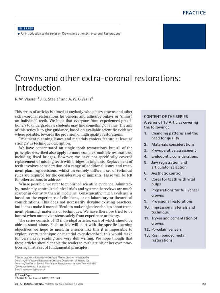 Fixed Partial Dentures British Dental Journal (2002) PDF PDF Ceramics Metals