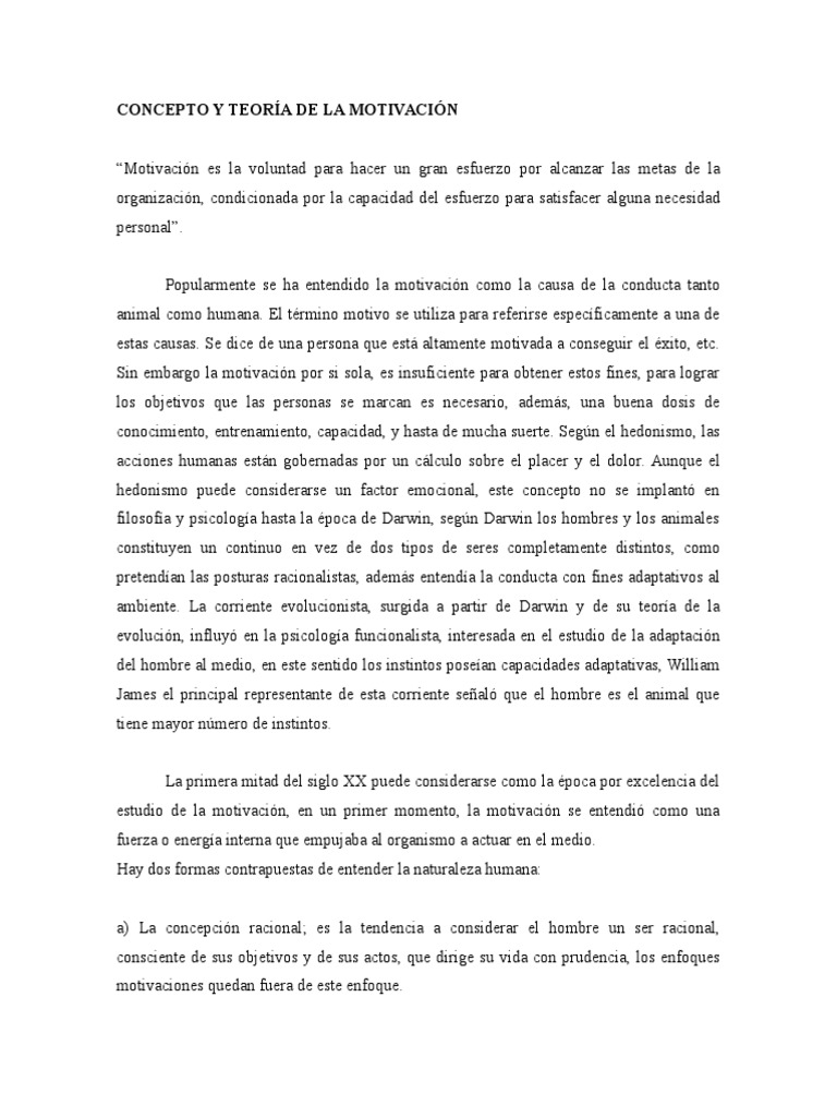 Teorías de la Motivación y su Evolución | PDF | Motivación | Motivacional