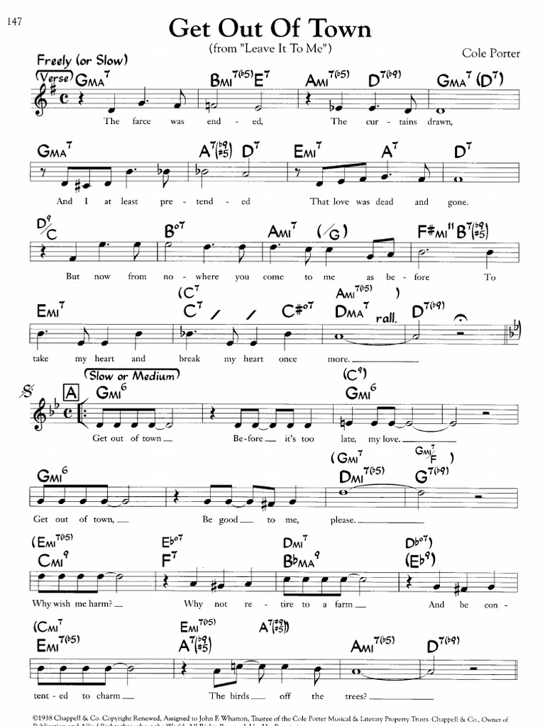 Get Out of Town Lead Sheet | PDF