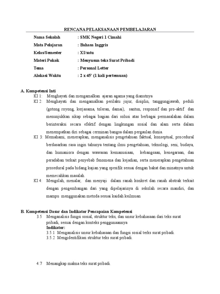 RPP Personal Letter | PDF