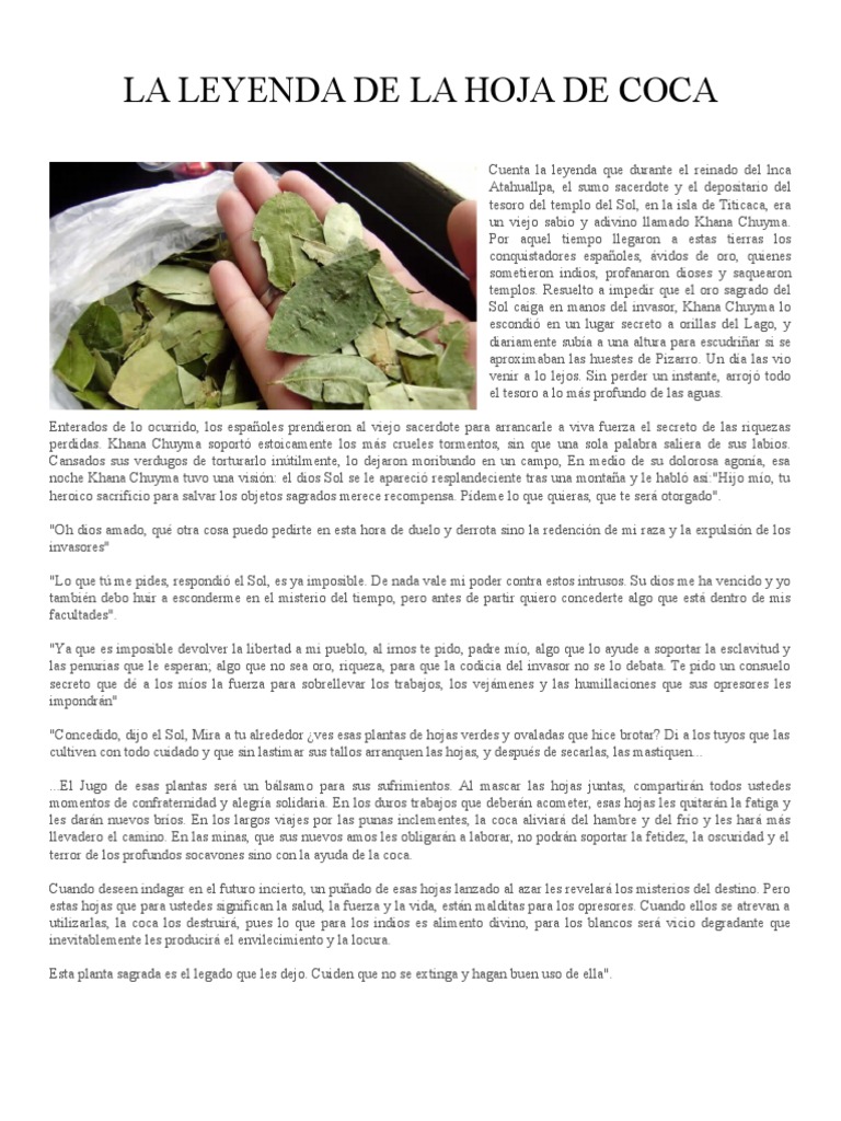La Leyenda de La Hoja de Coca PDF Imperio Inca