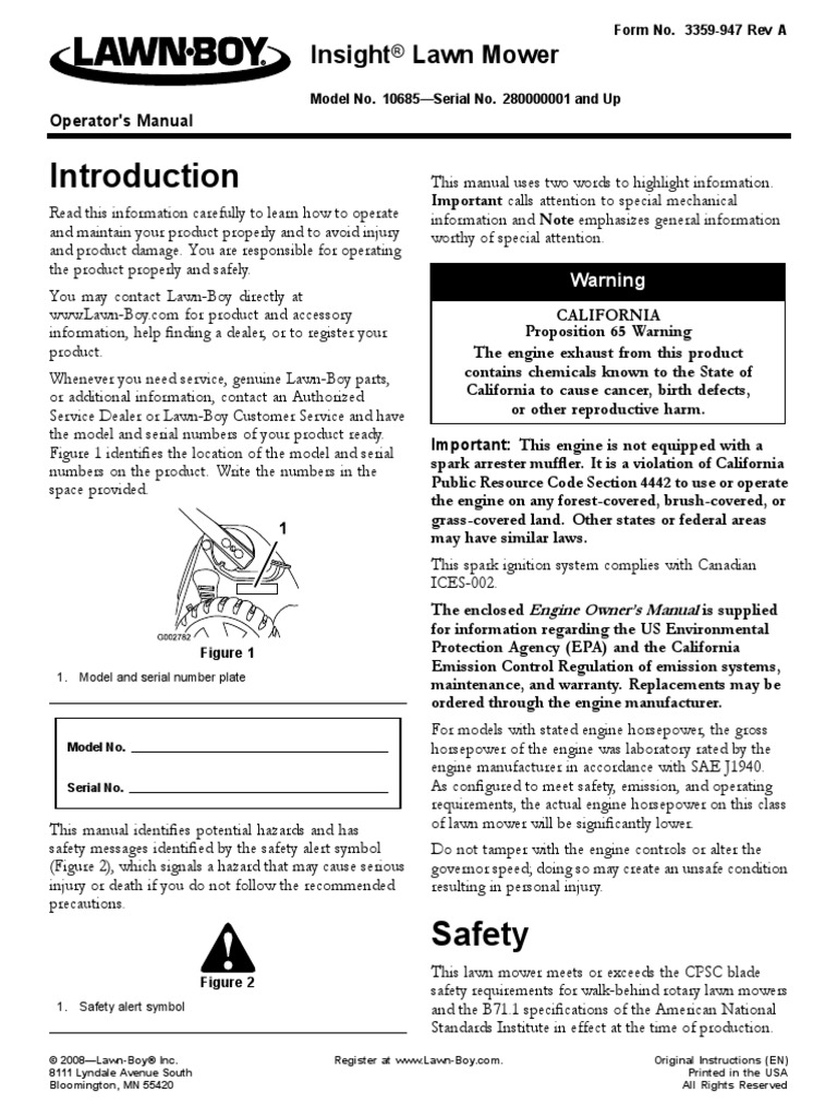 Lawnboy model shop 10685 manual