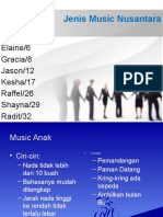 Jenis Music Nusantara: Dibuat Oleh: Cassandra/2 Elaine/6 Gracia/8 Jason/12 Kesha/17 Raffel/26 Shayna/29 Radit/32