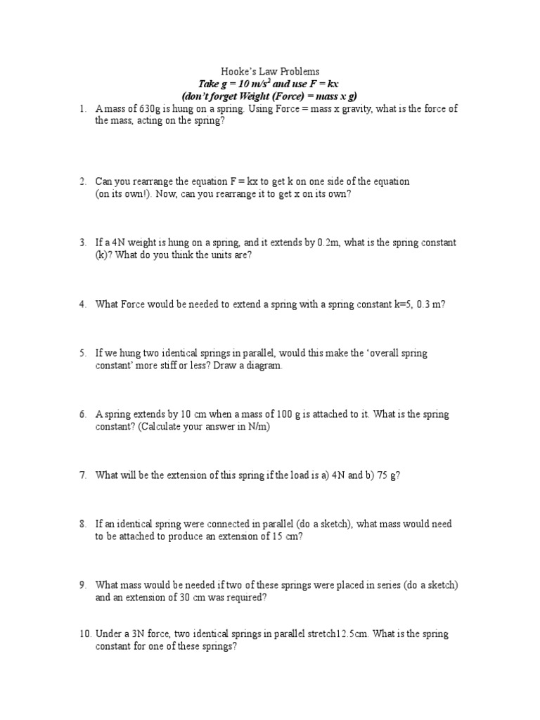 Solving Hooke's Law Problems Involving Springs: A Comprehensive