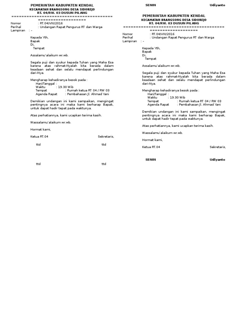580 Contoh Membuat Surat Undangan Rapat Rt Gratis Terbaru