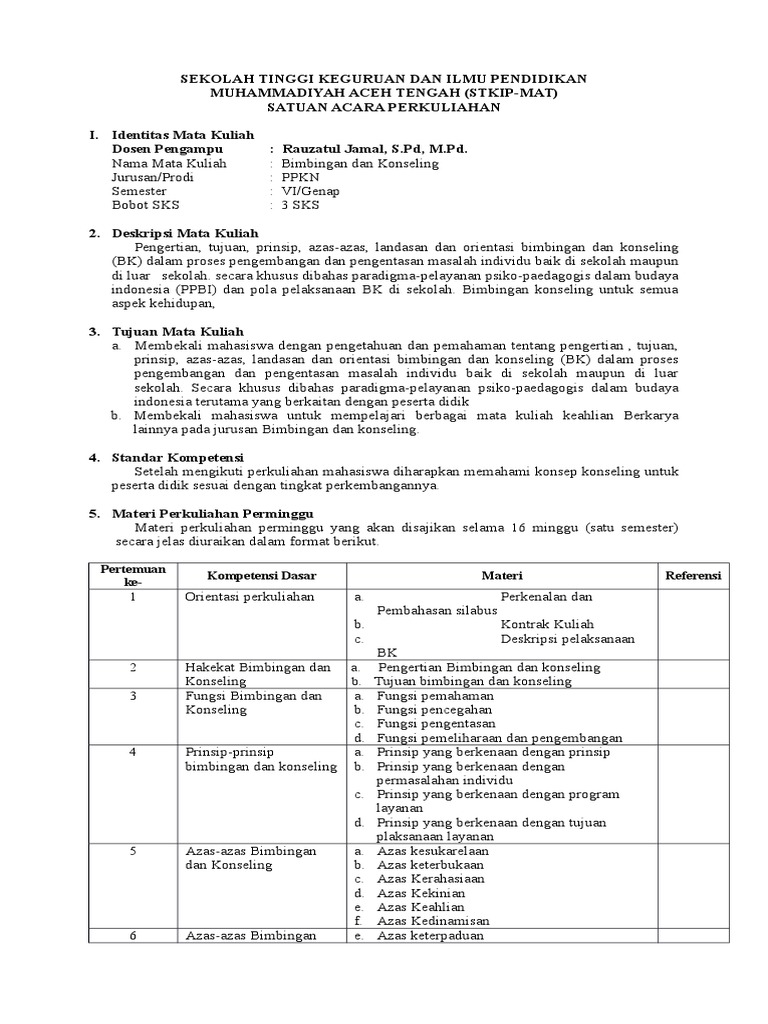Silabus Bimbingan Konseling