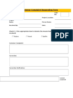 Customer Complain Form and Corrective Action