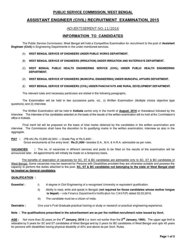 Information To Candidates22042016 | PDF