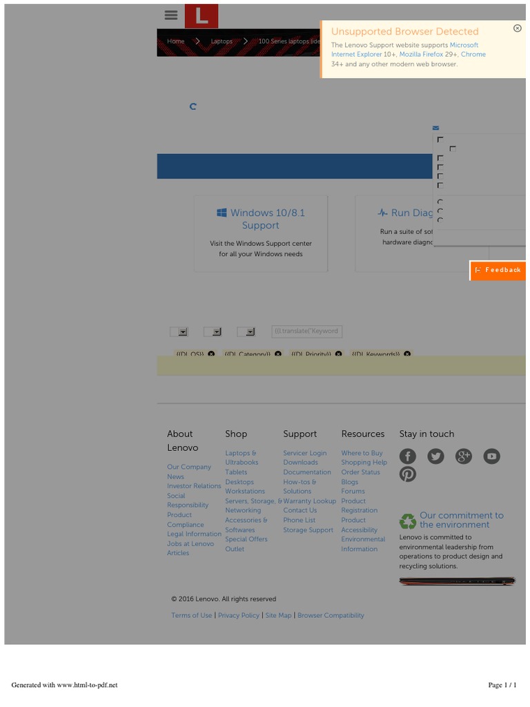 Windows 10/8.1 Support Run Diagnostics : Unsupported Browser Detected | PDF