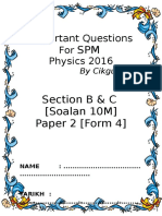Important Questions: For Physics 2016