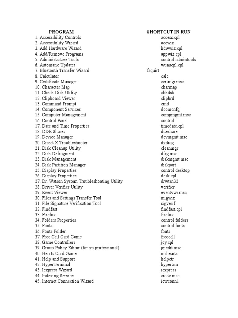 Windows Run Commands List | PDF | Windows Registry | Microsoft Windows